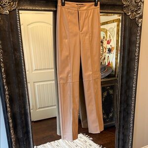 Missguided Leather Tan Nude Women's Trousers